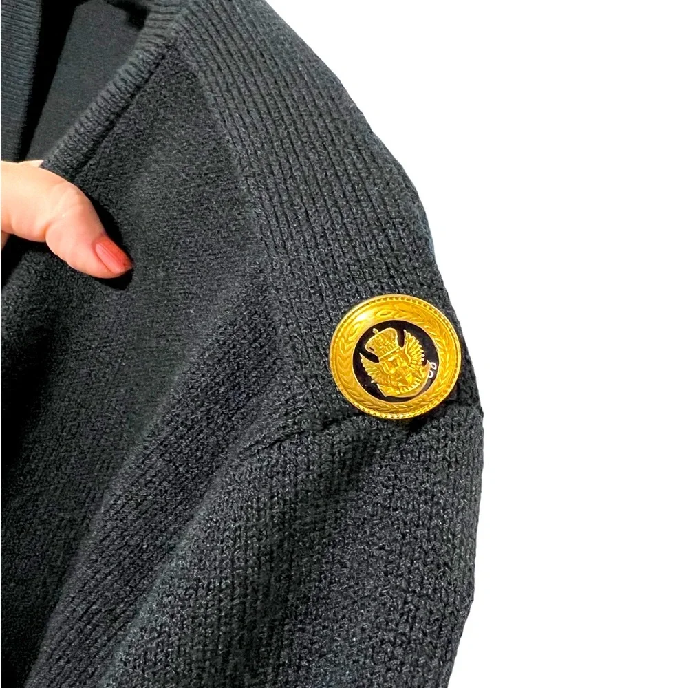 San Reno by Laura Knits Vintage Black Cardigan Sweater  size Large - Picture 3 of 8